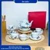 Bộ ấm chén dáng đài các hoa sen, thiết kế sang trọng