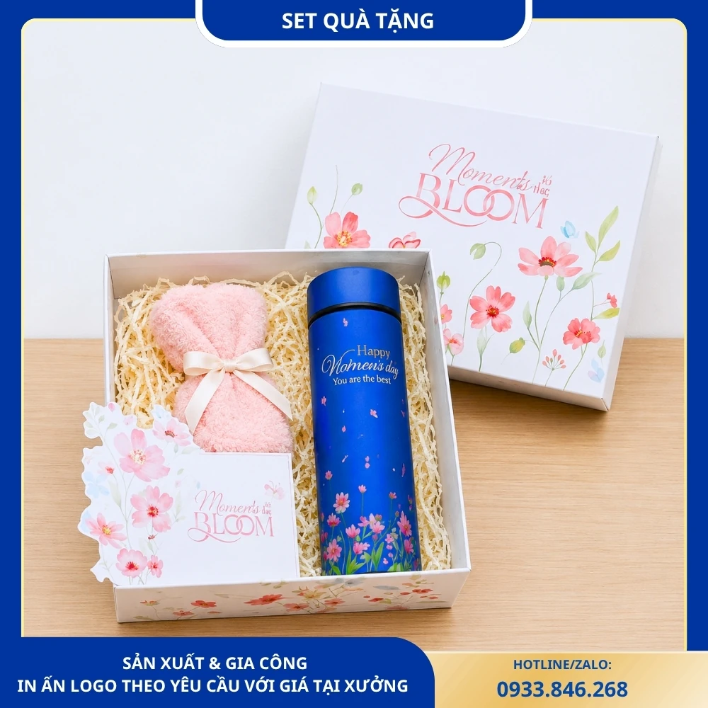Set Quà Tặng Bình Giữ Nhiệt & Khăn Mặt Đựng Trong Hộp Cao Cấp