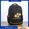 Balo màu đen in logo công ty địa ốc, thiết kế hiện đại và tiện dụng