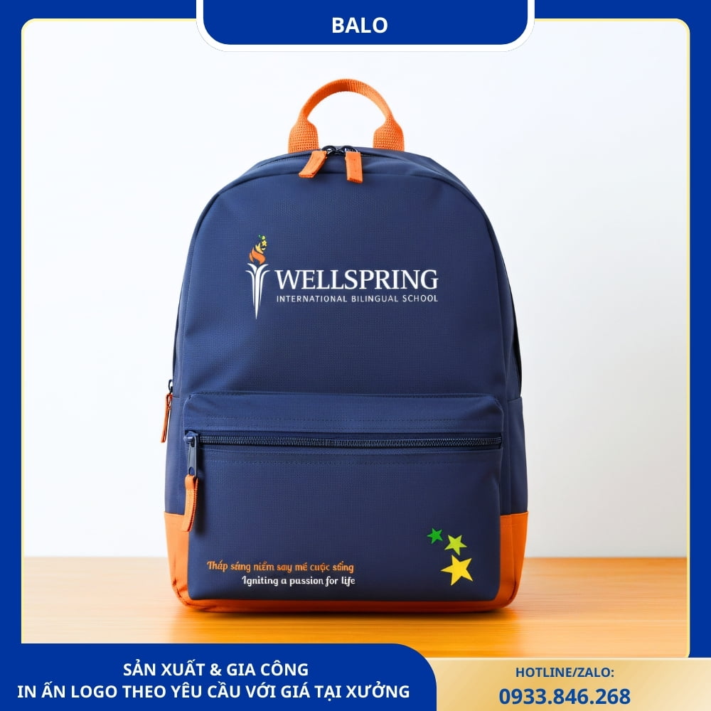 Balo tặng học sinh in logo trường học nổi bật