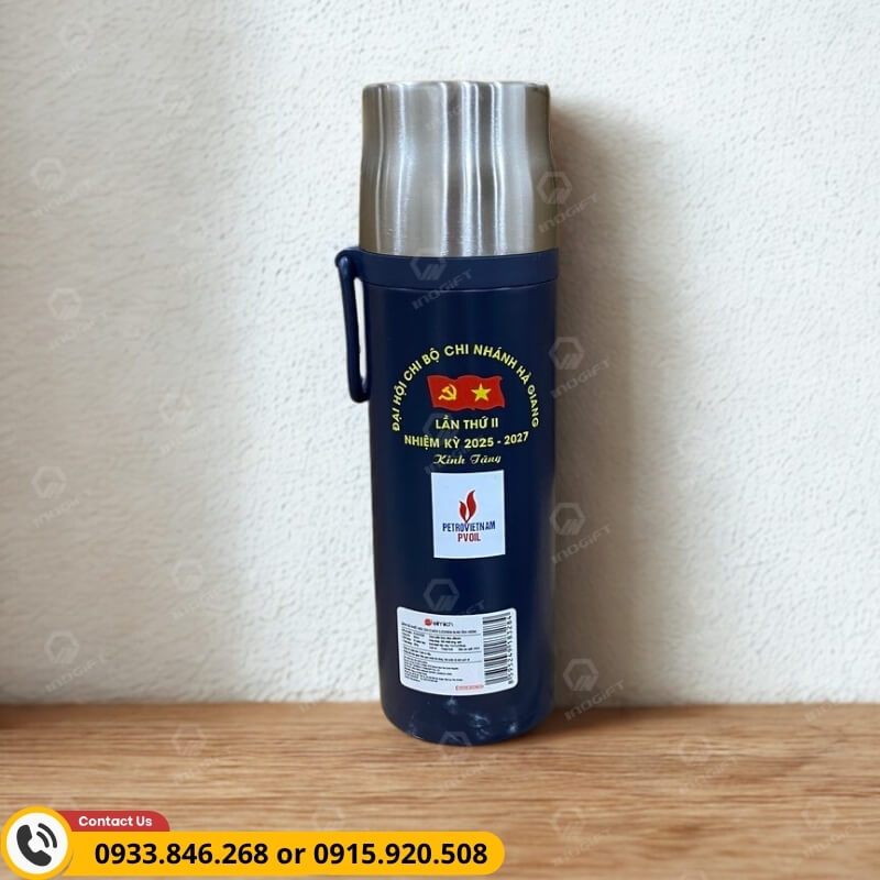 Bình giữ nhiệt in thông tin đại hội chi bộ Petrovietnam Hà Giang