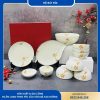 Bộ bát đĩa Bát Tràng hoa mai sang trọng, tinh tế