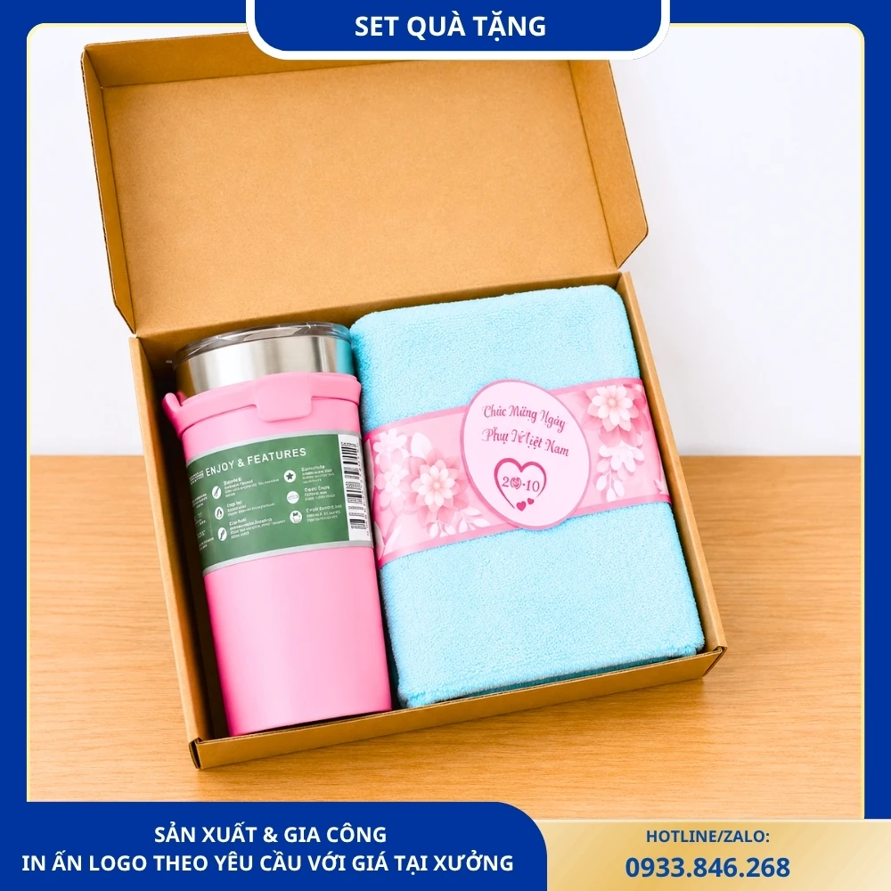 Set quà 20/10 gồm cốc giữ nhiệt và khăn tắm