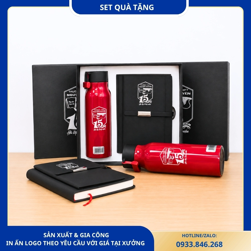 Set quà bình và sổ kỷ niệm 15 năm ra trường