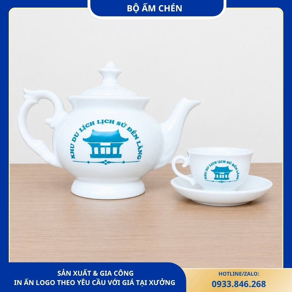Bộ Ấm Chén Phú Quý Sen Xanh In Khu Di Tích Lịch Sử Đền Lăng