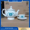 Bộ Ấm Chén Hoạ Tiết Hoa Sen Có In Logo Theo Yêu Cầu