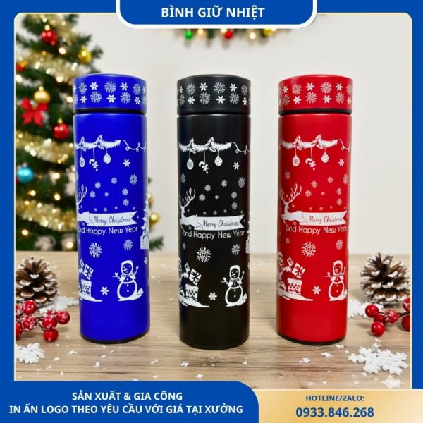 Bình giữ nhiệt 500ml họa tiết Giáng sinh, thiết kế nổi bật và dễ thương.