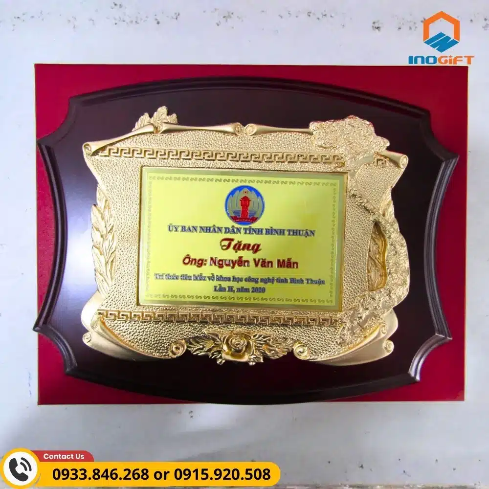 Mẫu biểu trưng gỗ đồng khen thưởng trí thức Bình Thuận
