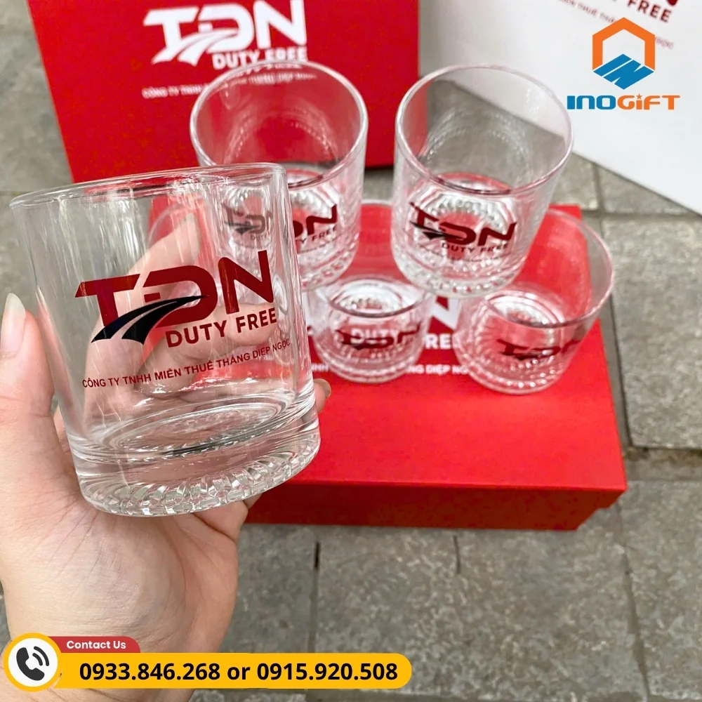 Bộ 6 cốc thủy tinh Ocean in logo, thiết kế tiện dụng