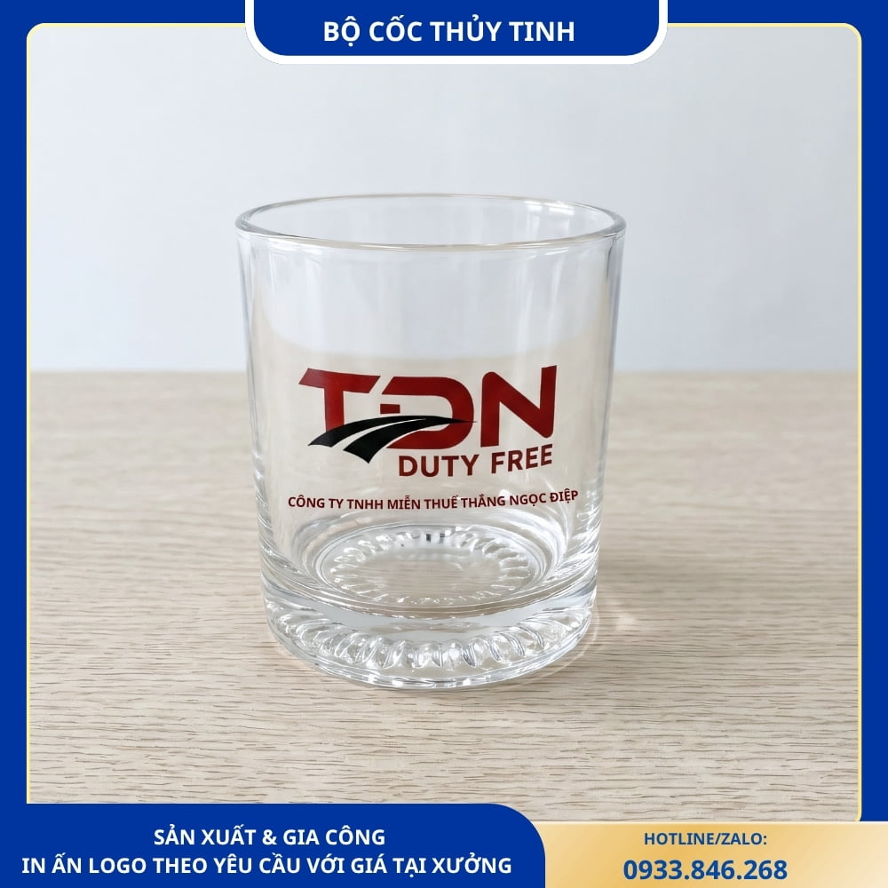 Bộ 6 ly thủy tinh Ocean in logo công ty, thiết kế sang trọng