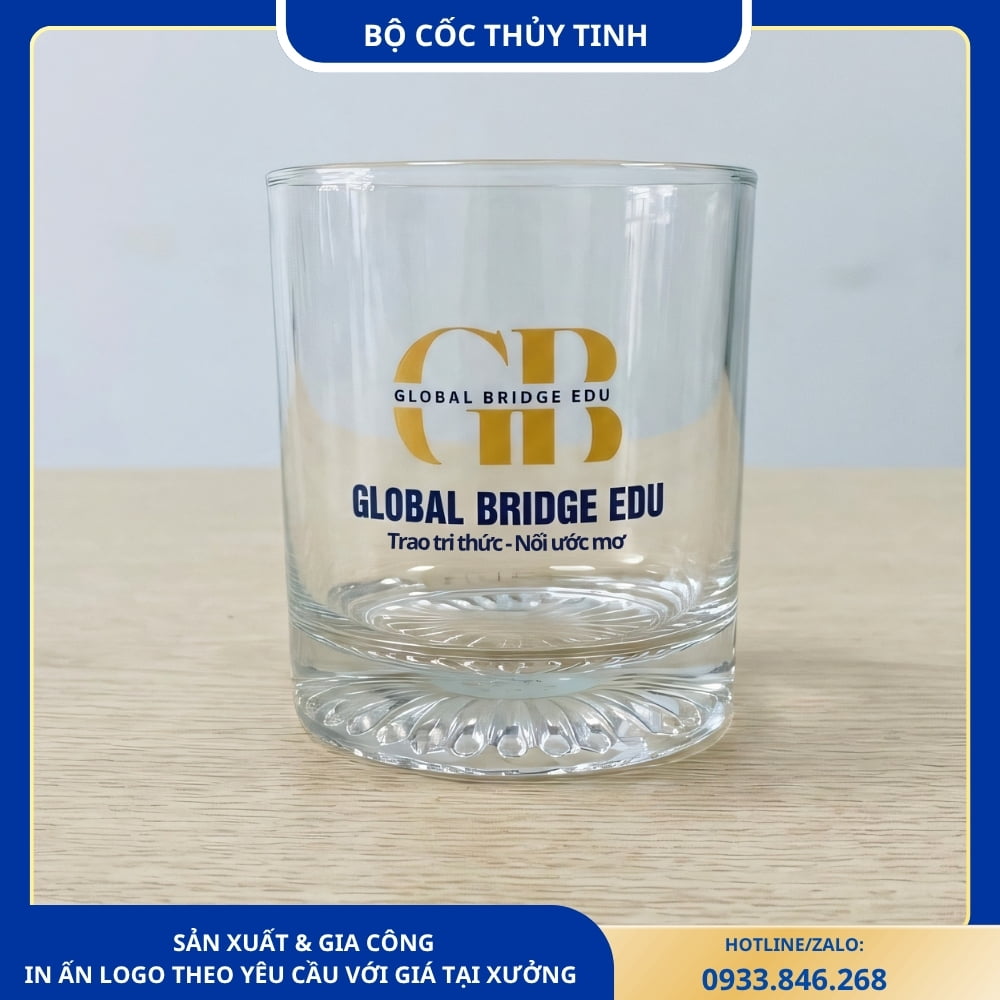 Bộ 6 Cốc Thủy Tinh Union In Logo Trung Tâm Du Học GB