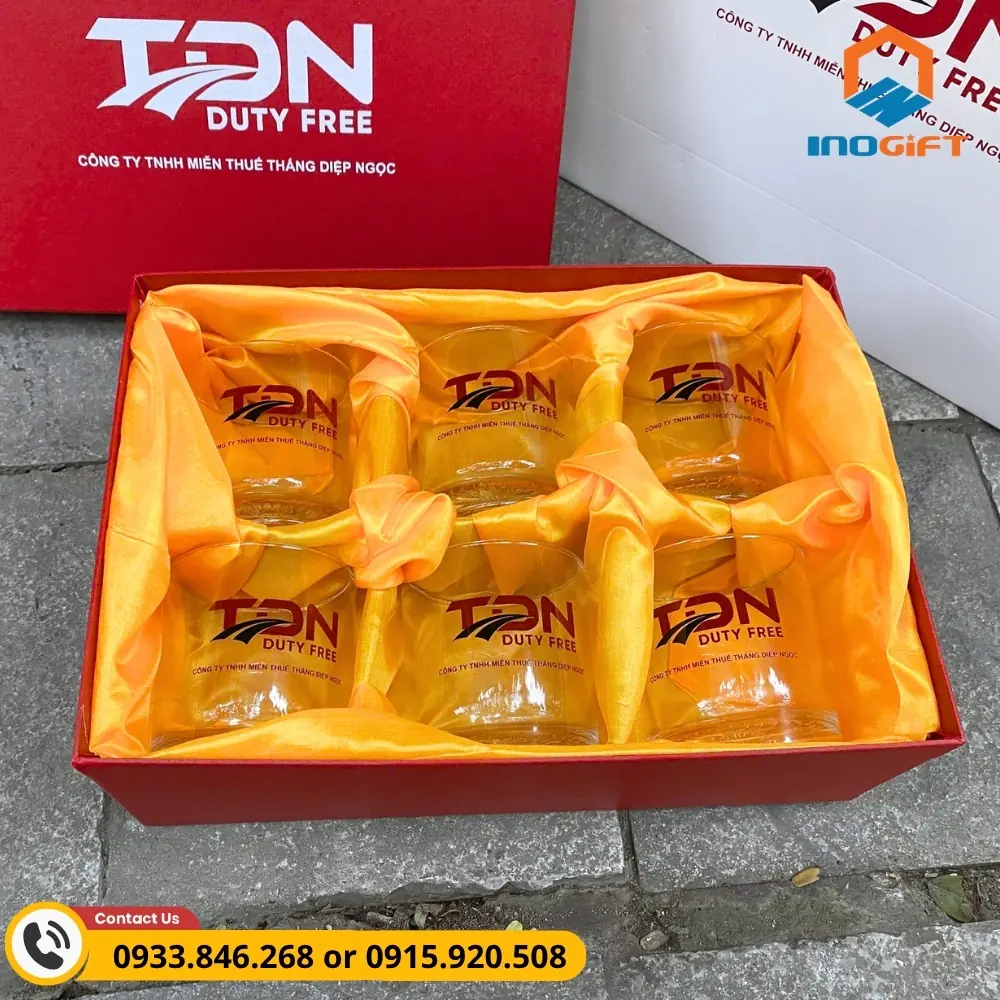 Bộ cốc thủy tinh Ocean logo công ty, kiểu dáng sang trọng