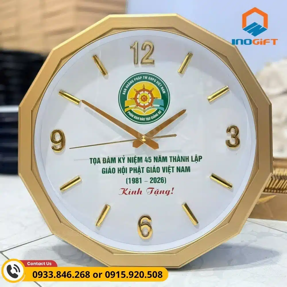 Đồng hồ treo tường tọa đàm kỷ niệm 45 năm Phật giáo, thiết kế trang trọng