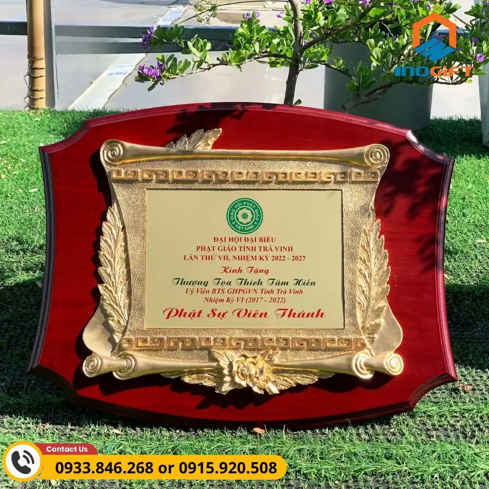 Kỷ niệm chương gỗ đồng Phật giáo, thiết kế đẹp mắt
