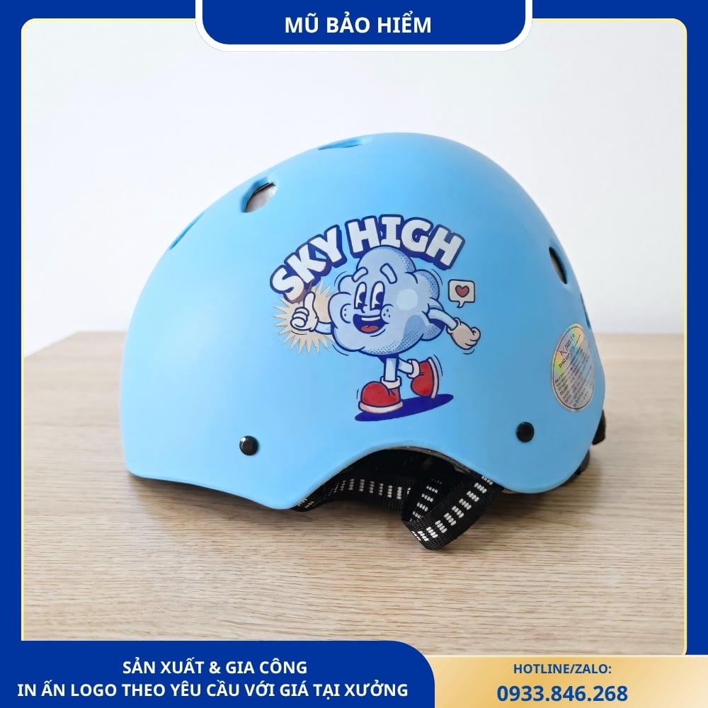 Mũ bảo hiểm trẻ em in logo Gia Thịnh Pharma, thiết kế nổi bật