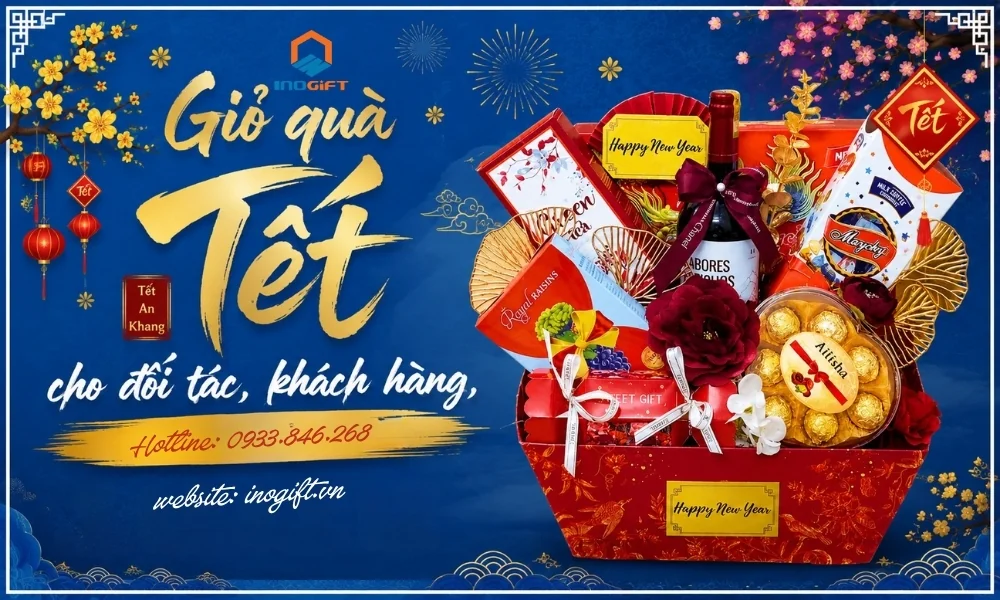 Giỏ quà Tết trang trọng dành tặng đối tác và khách hàng