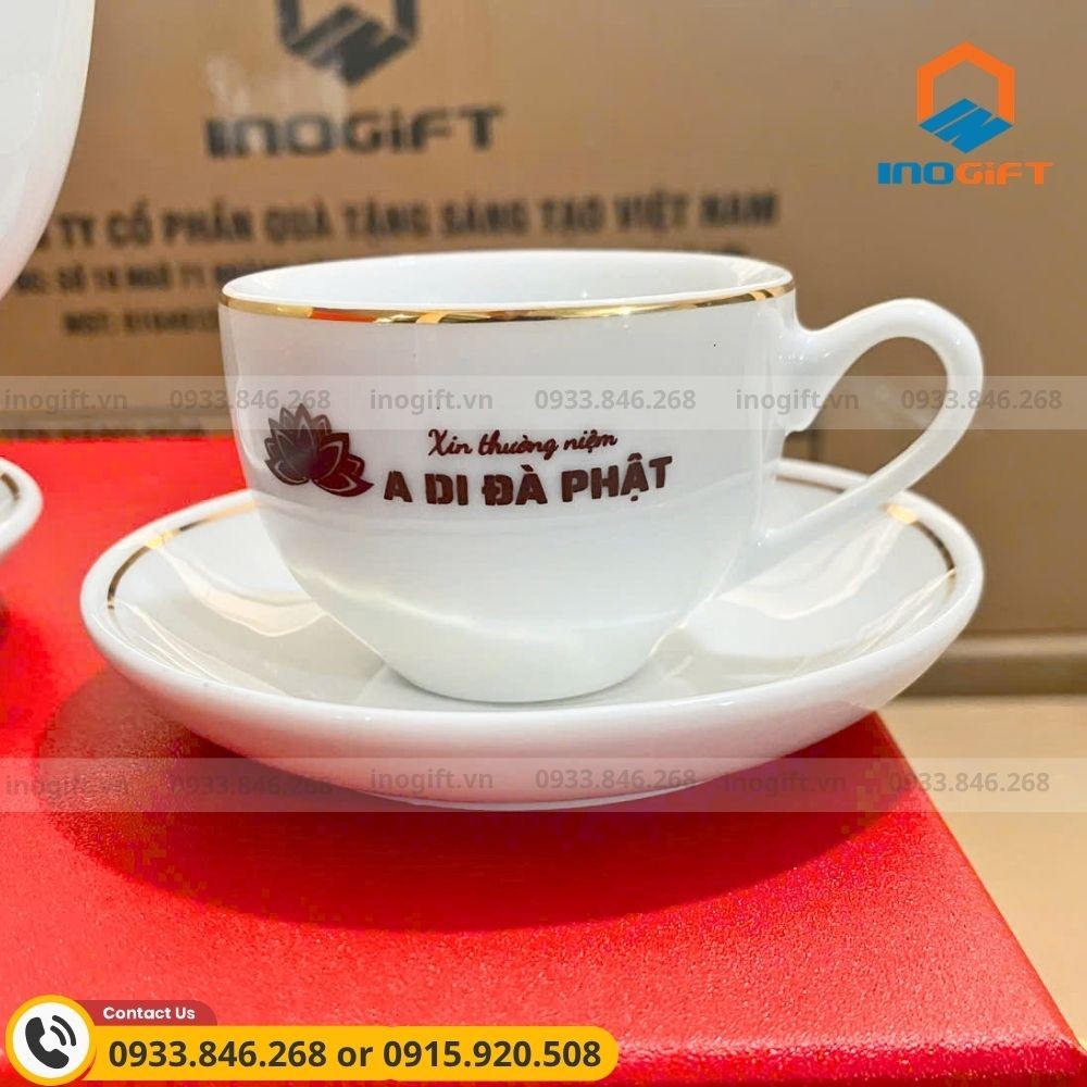 Bộ ấm chén in Xin thường niệm A Di Đà Phật