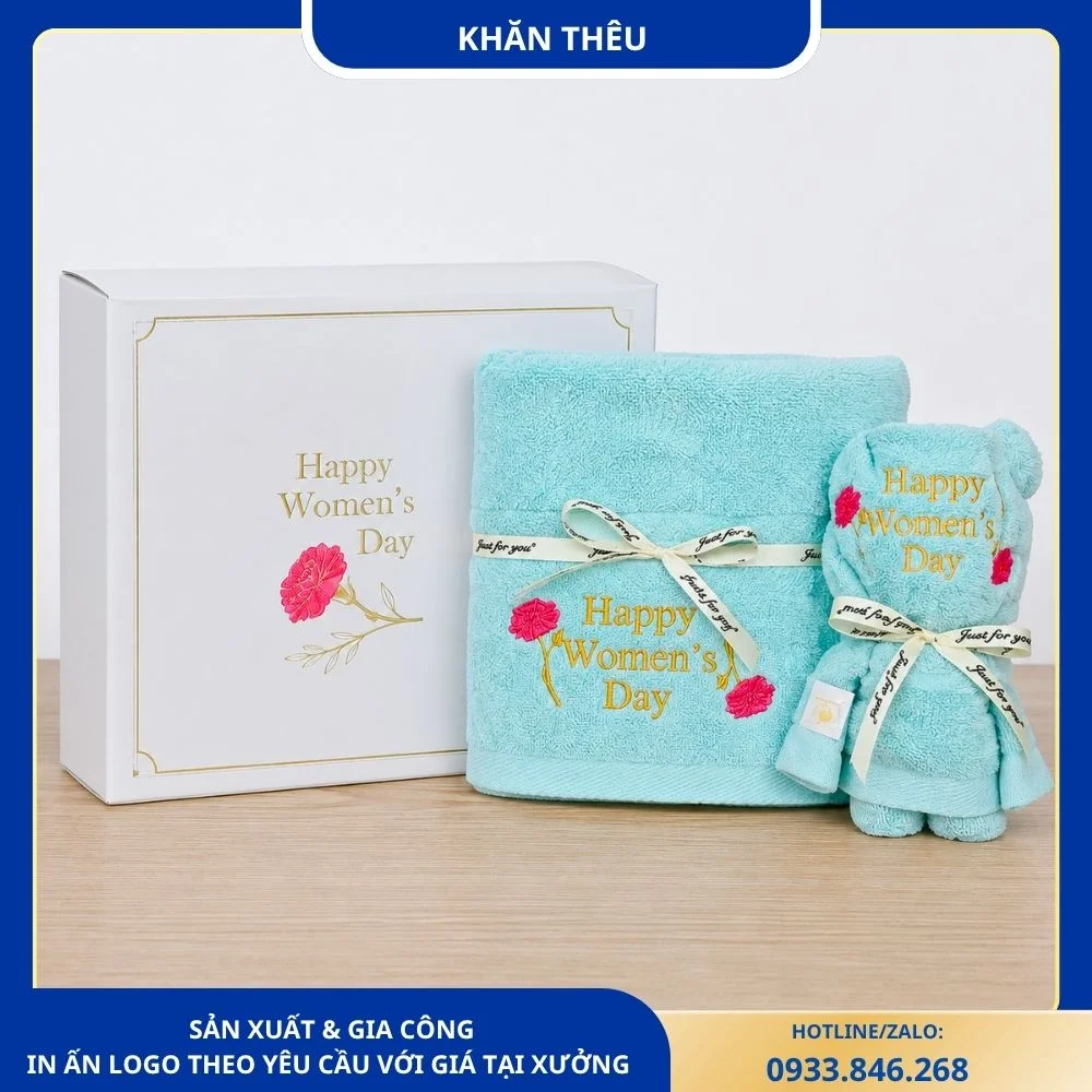 Set 3 khăn thêu Happy Women Day